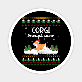 Corgi Through Snow Funny Christmas Costume Magnet